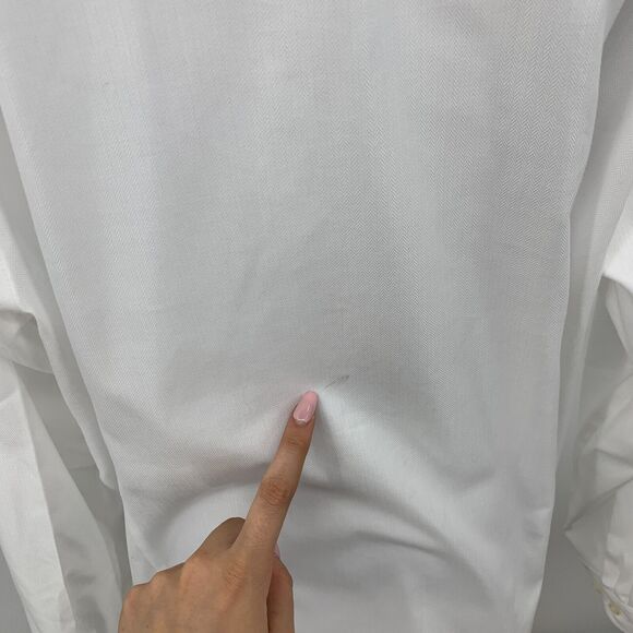 American Airlines Lands End Shirt Womens Plus 18W White Herringbone Long Sleeve - Picture 8 of 15